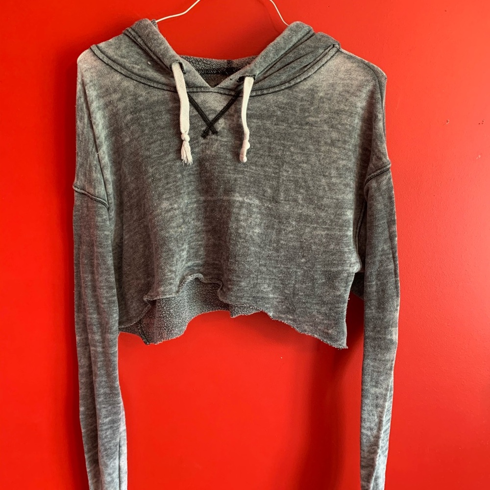 Distressed, Cropped Hoodie